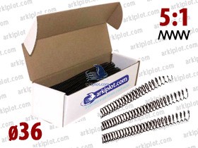Espiral Metálica 5:1 Ø36mm Negro 50ud. (330hj)